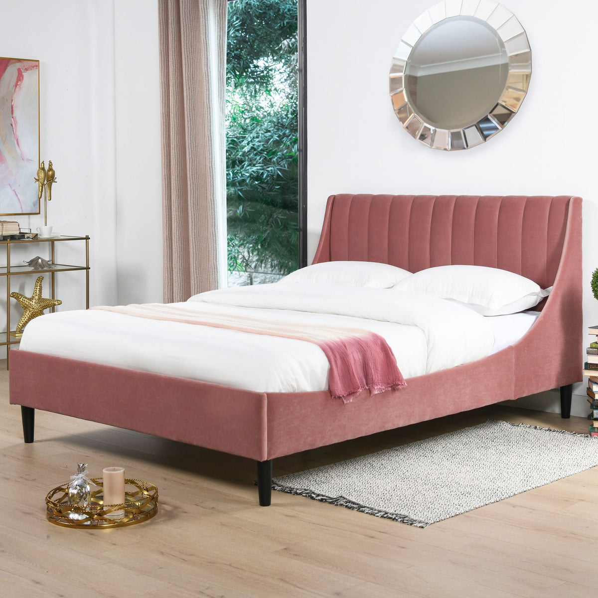 Vertical Tufted Modern Headboard Platform Bed Set with Upholstered Finish - Multiple Colors