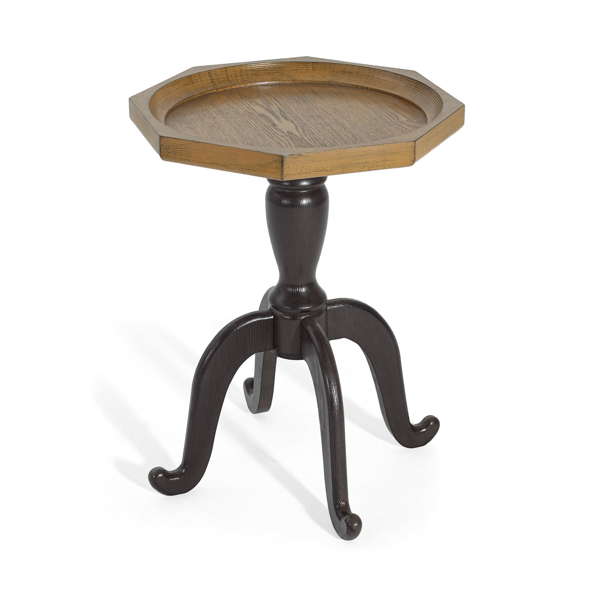 Natural & Black End Table with Octagonal Top – French Country Style