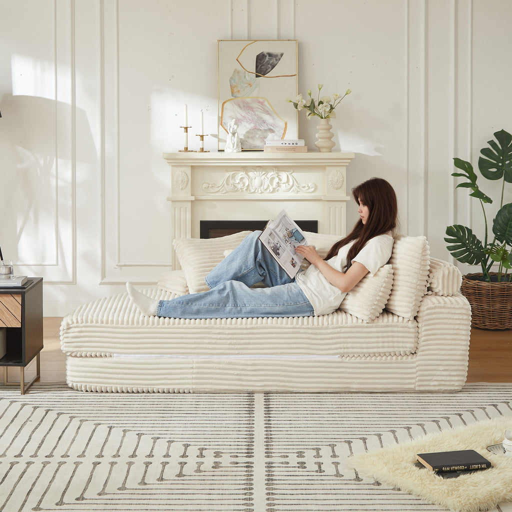 Semi Circular 2-in-1 Sofa Bed with Neck Pillow and Throw Pillows – Multiple Colors