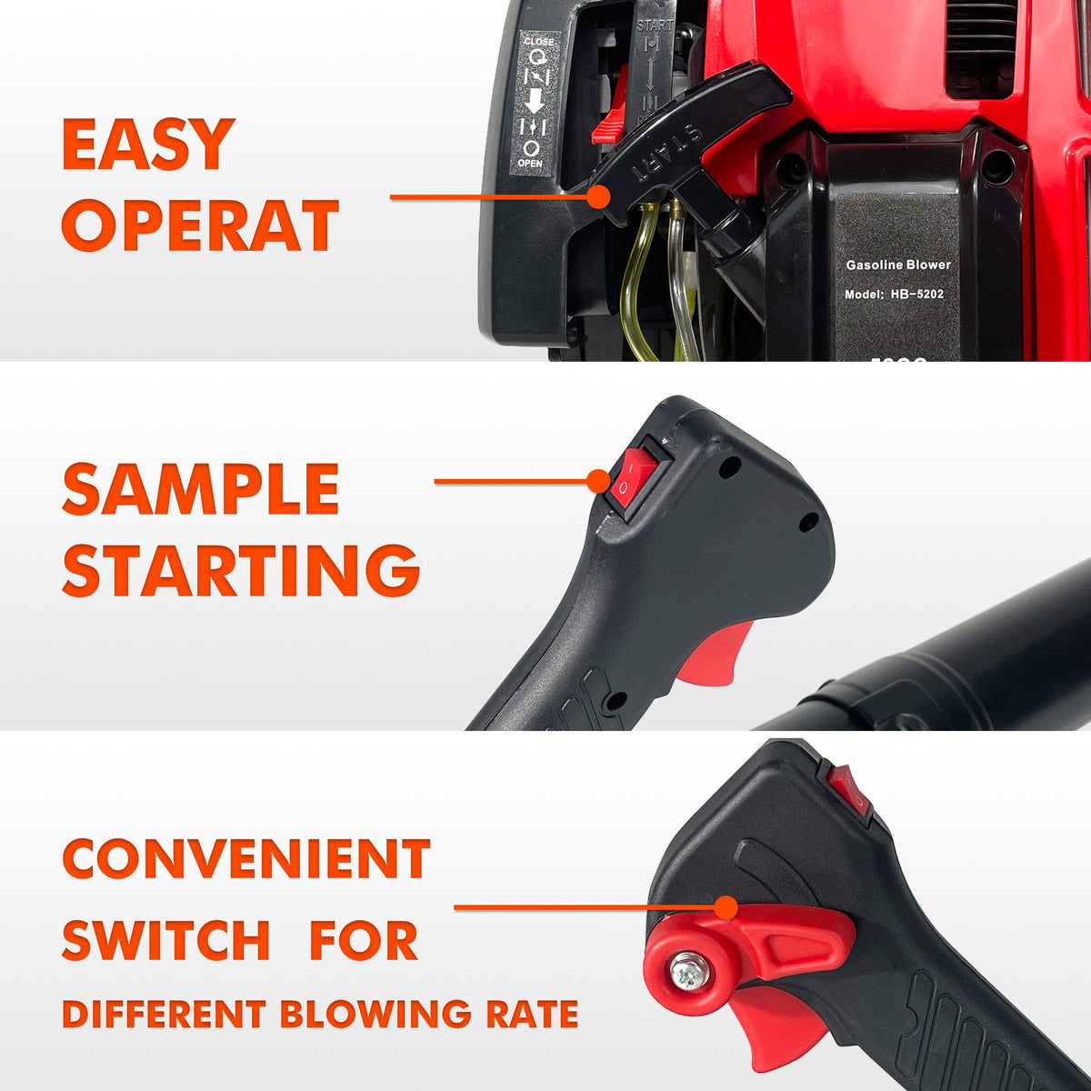 Backpack Gas Leaf Blower with 76Cc Engine – Red