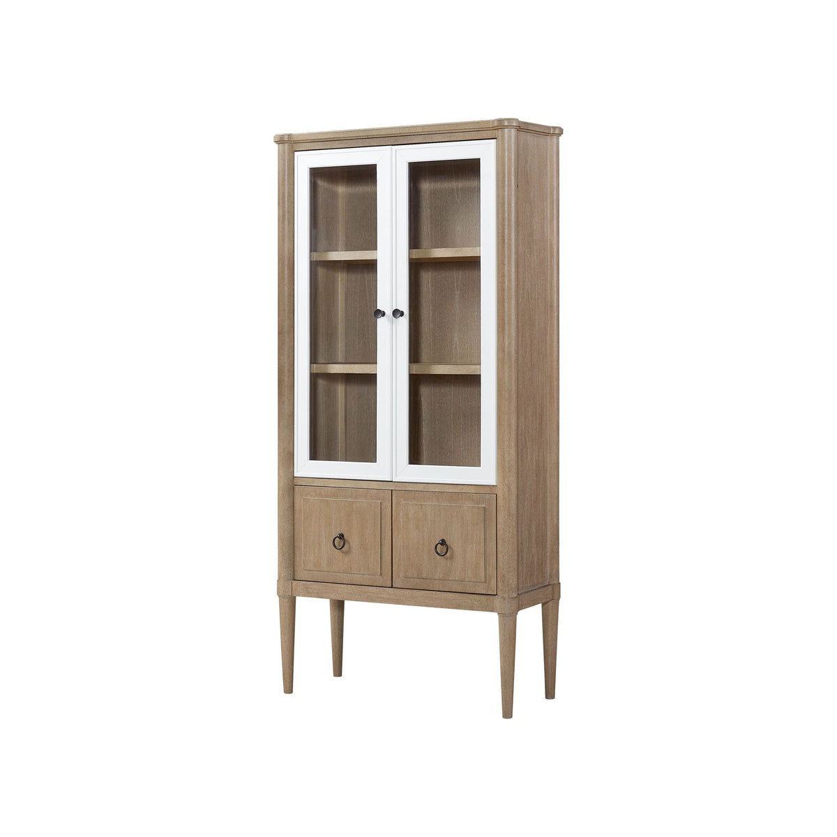 Display Bookcase with Glass Cabinet Doors - Sand
