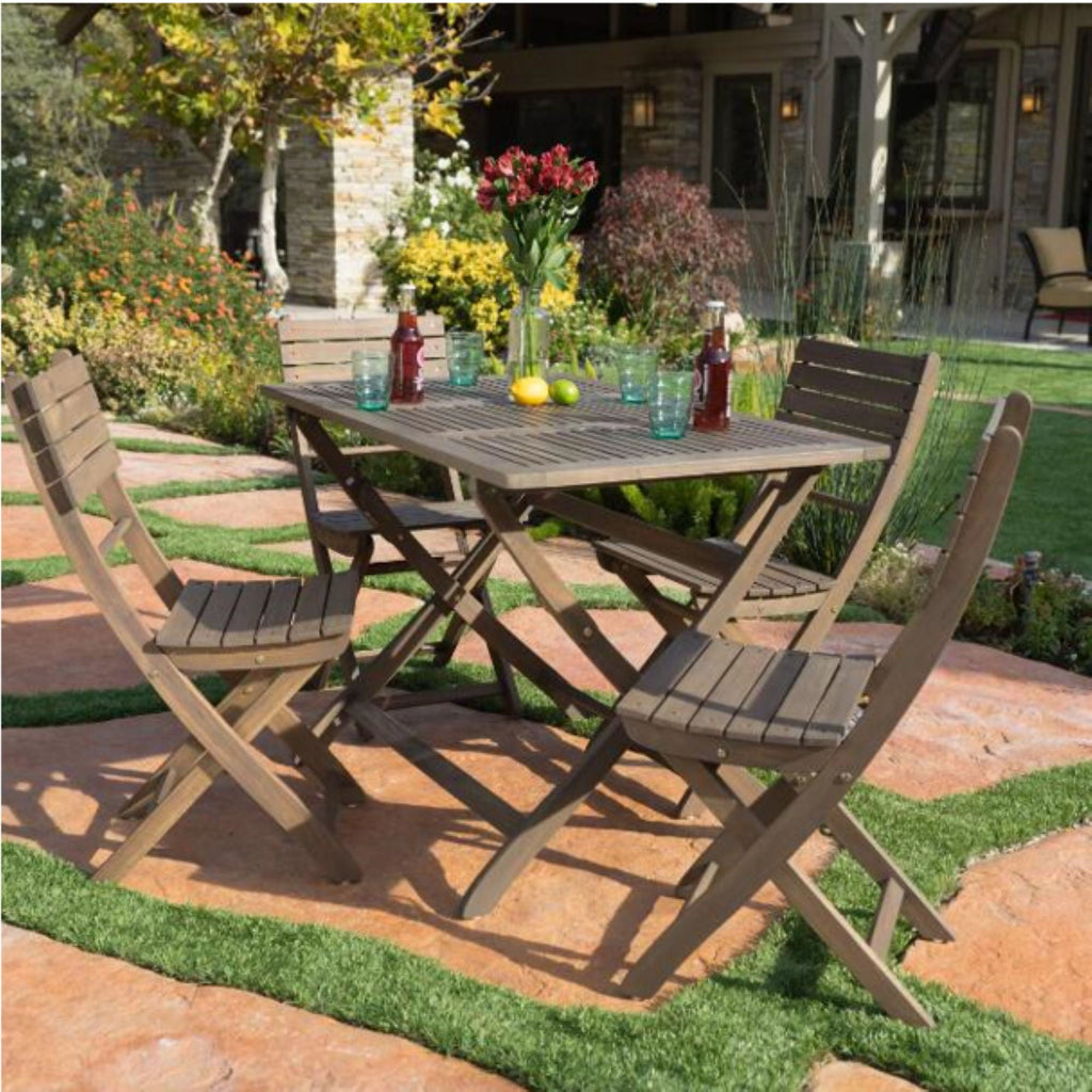 Positano Foldable Dining Set with Foldable Design - White or Dark Brown