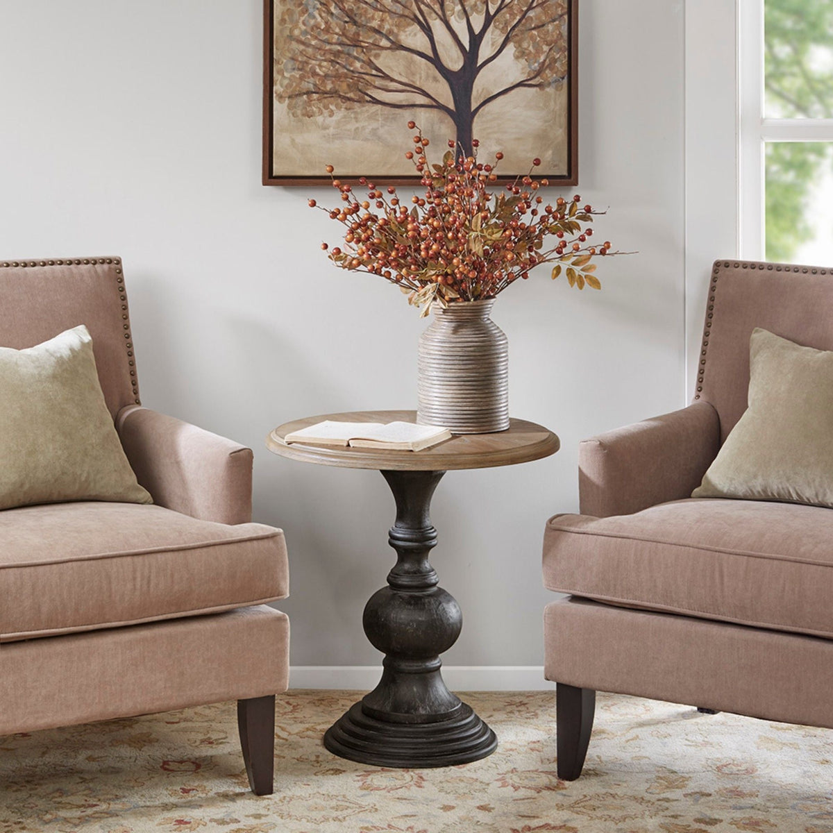 Reclaimed Walnut Accent Table with Ash Veneer Top - Natural