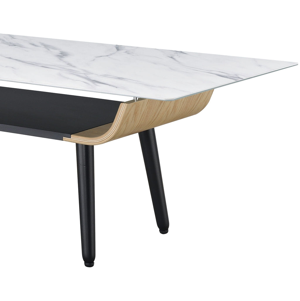 Landon Coffee Table with Glass Marble Texture Top