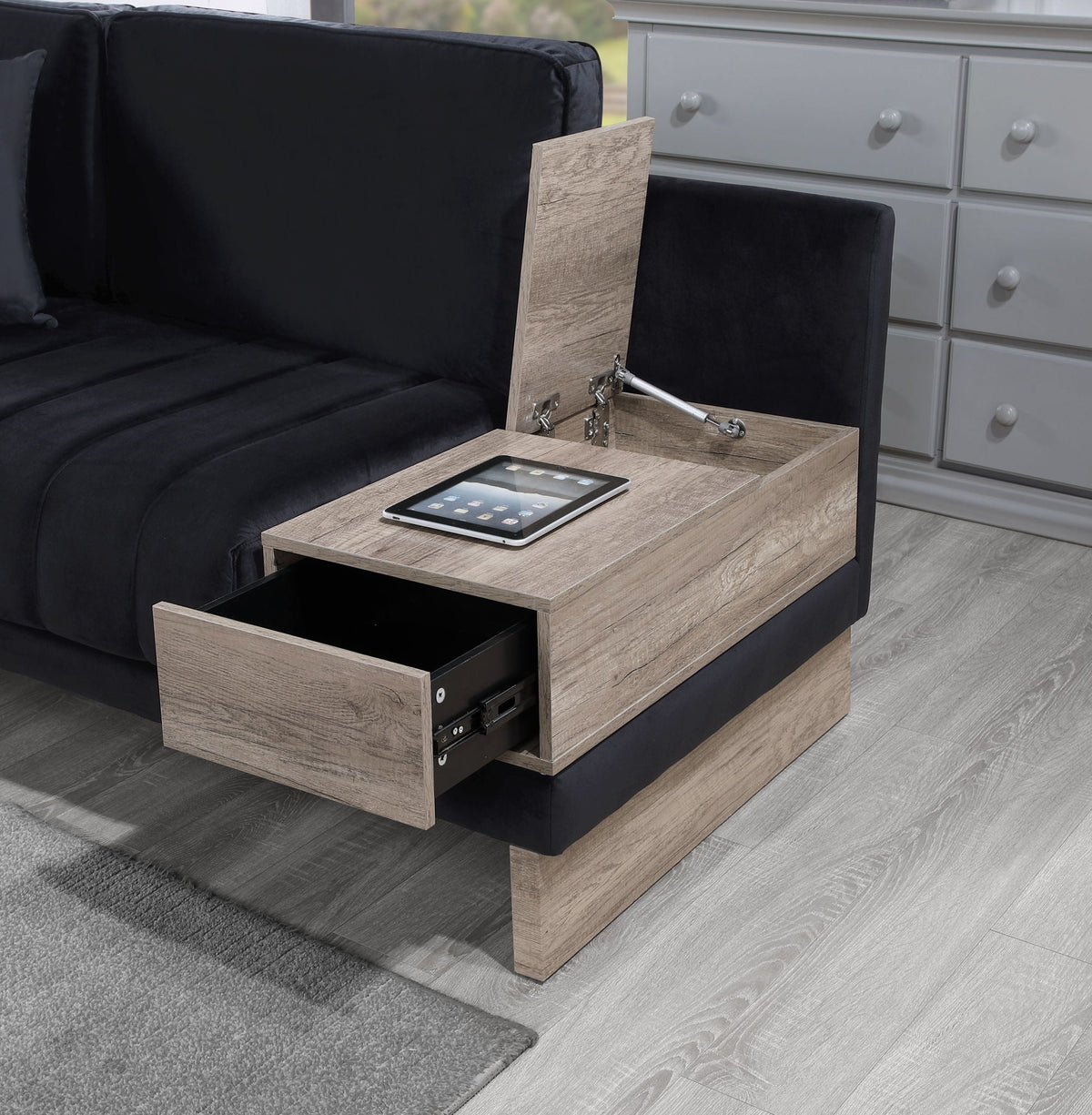 Reversible Sectional Sofa with Storage Compartment and Charging Outlets - Memphis