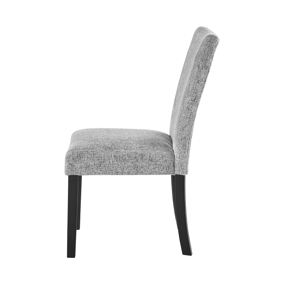 Gray Dining Chair Set with Solid Back - Fabric Upholstery
