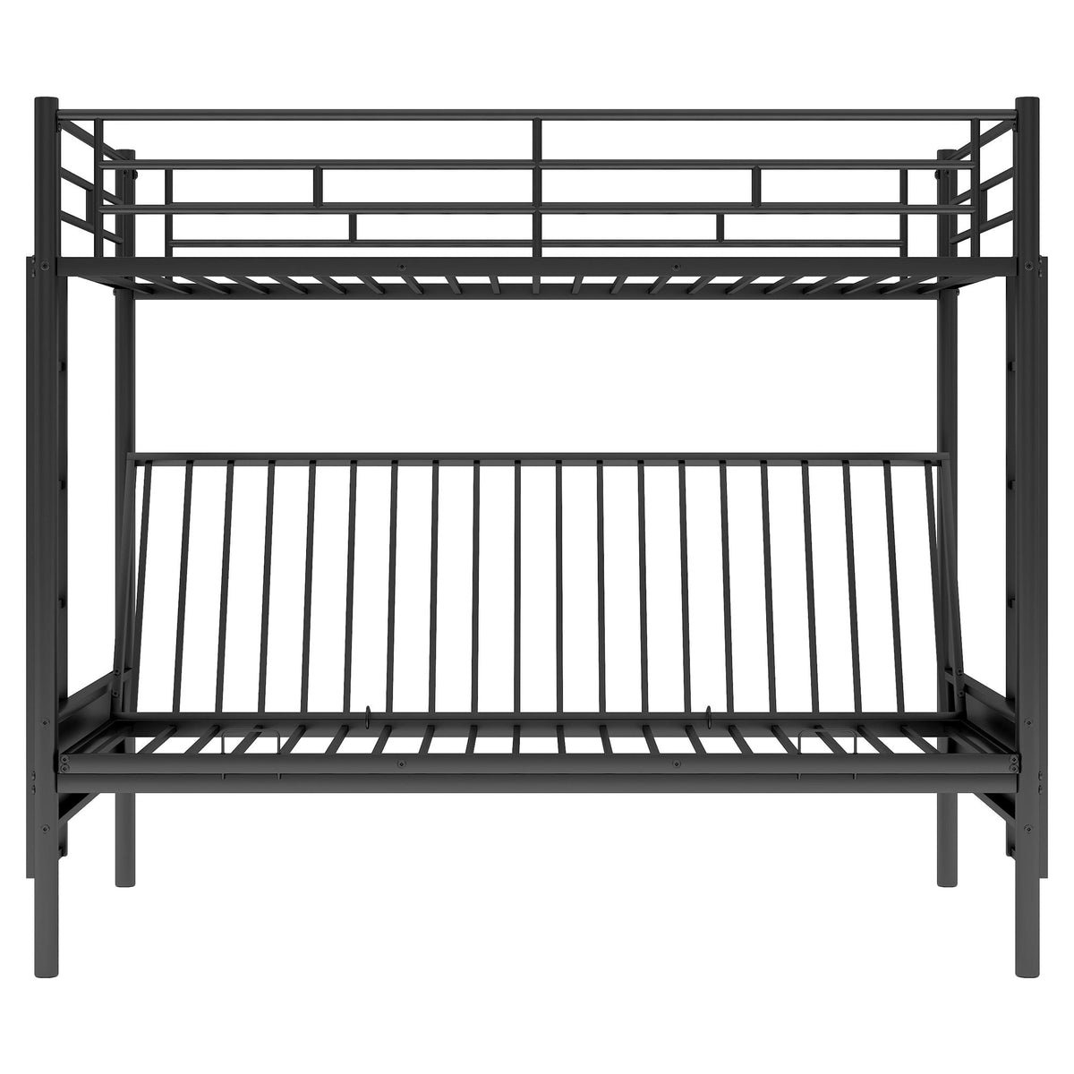 Twin Over Full Bunk Bed with Convertible Futon Sofa - Black