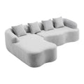 Modular L-Shape Sectional Sofa with Curved Chaise - Green, Beige, Gray
