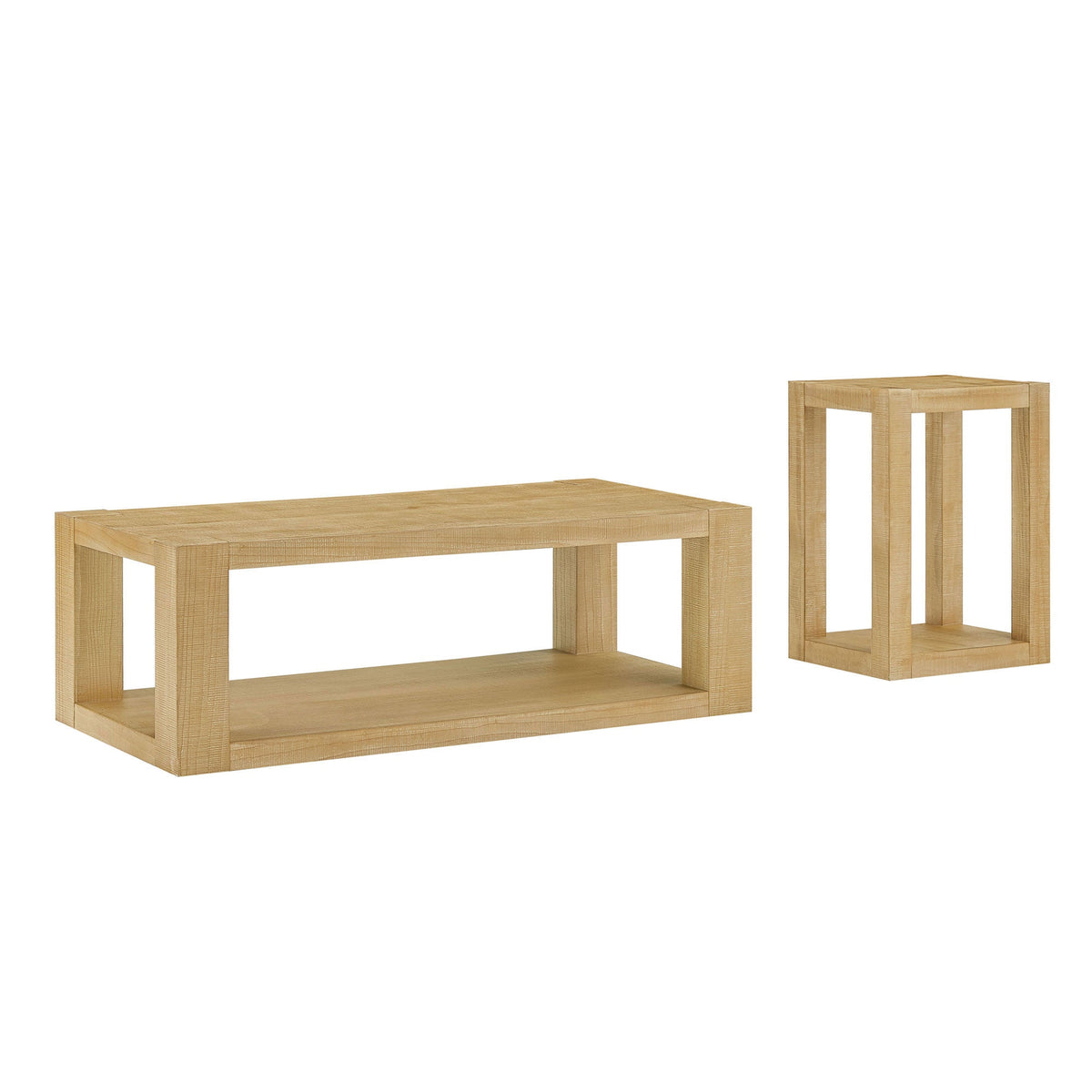 Modern Rectangle Coffee Table Set with Durable MDF Construction - 2-Piece