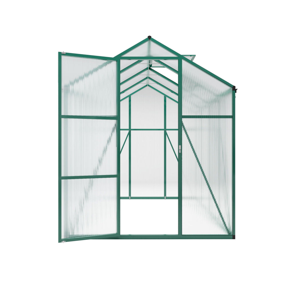 Polycarbonate Walk-In Greenhouse with Raised Base - Green
