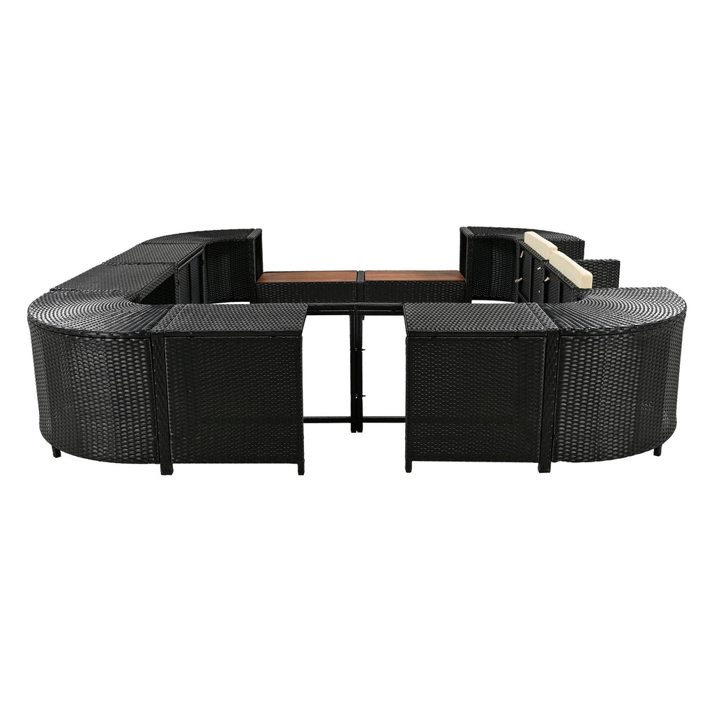 Spa Surround Outdoor Rattan Sectional Sofa Set with Storage - Dark Gray or Beige