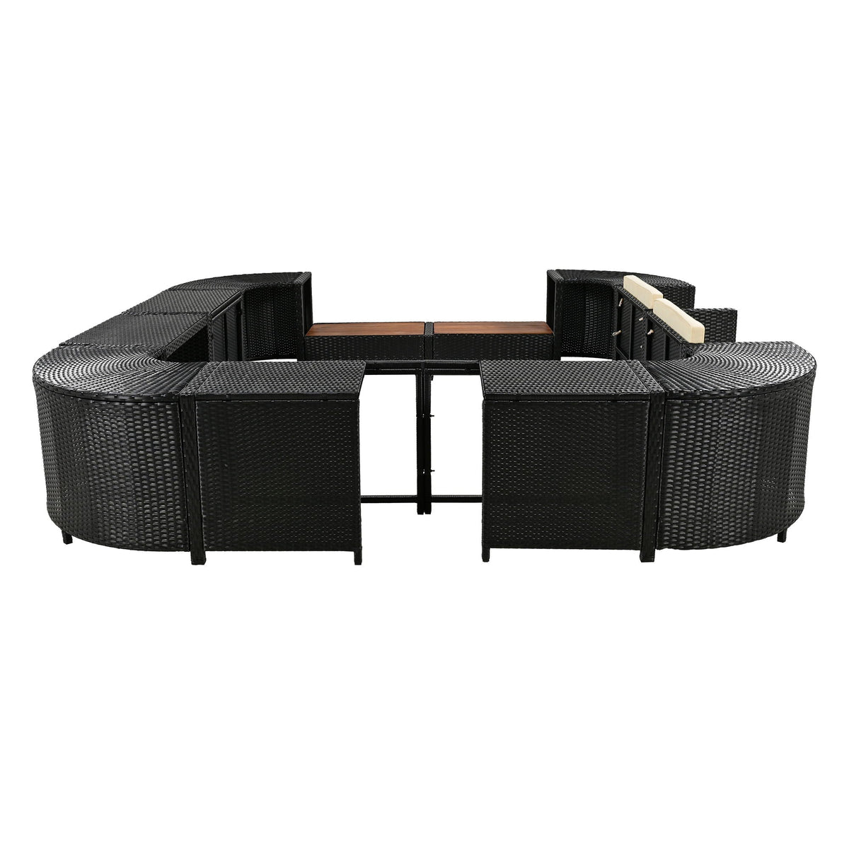 Spa Surround Outdoor Rattan Sectional Sofa Set with Storage - Dark Gray or Beige