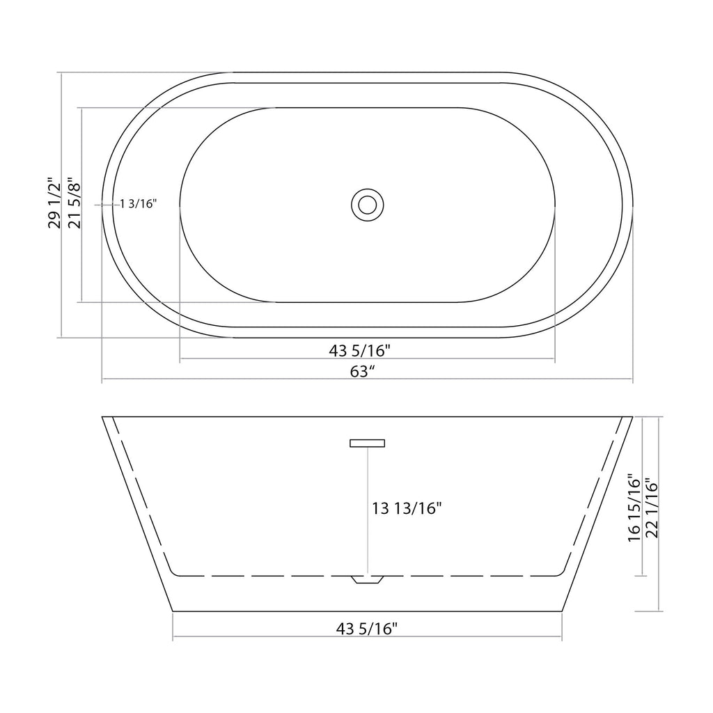 Gloss Freestanding Soaking Bathtub with Overflow and Drain - White