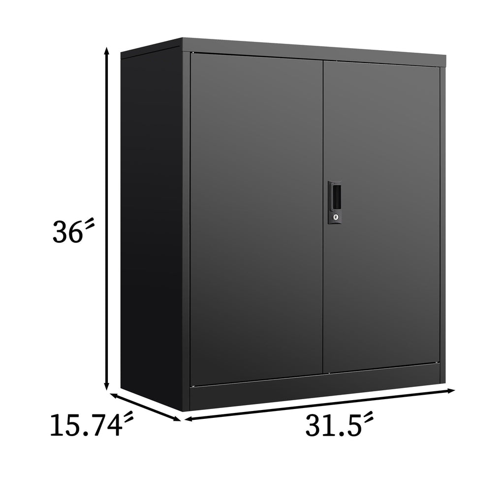 Metal Storage Cabinet With Locking Doors And Adjustable Shelf
