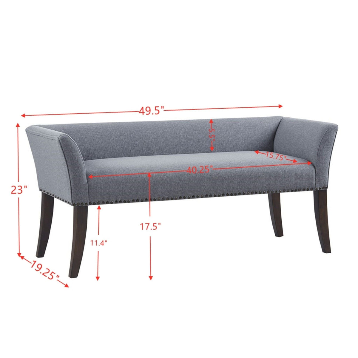 Elegant Design Upholstered Bench with Solid Wood Frame - Gray, Beige or Dark Gray