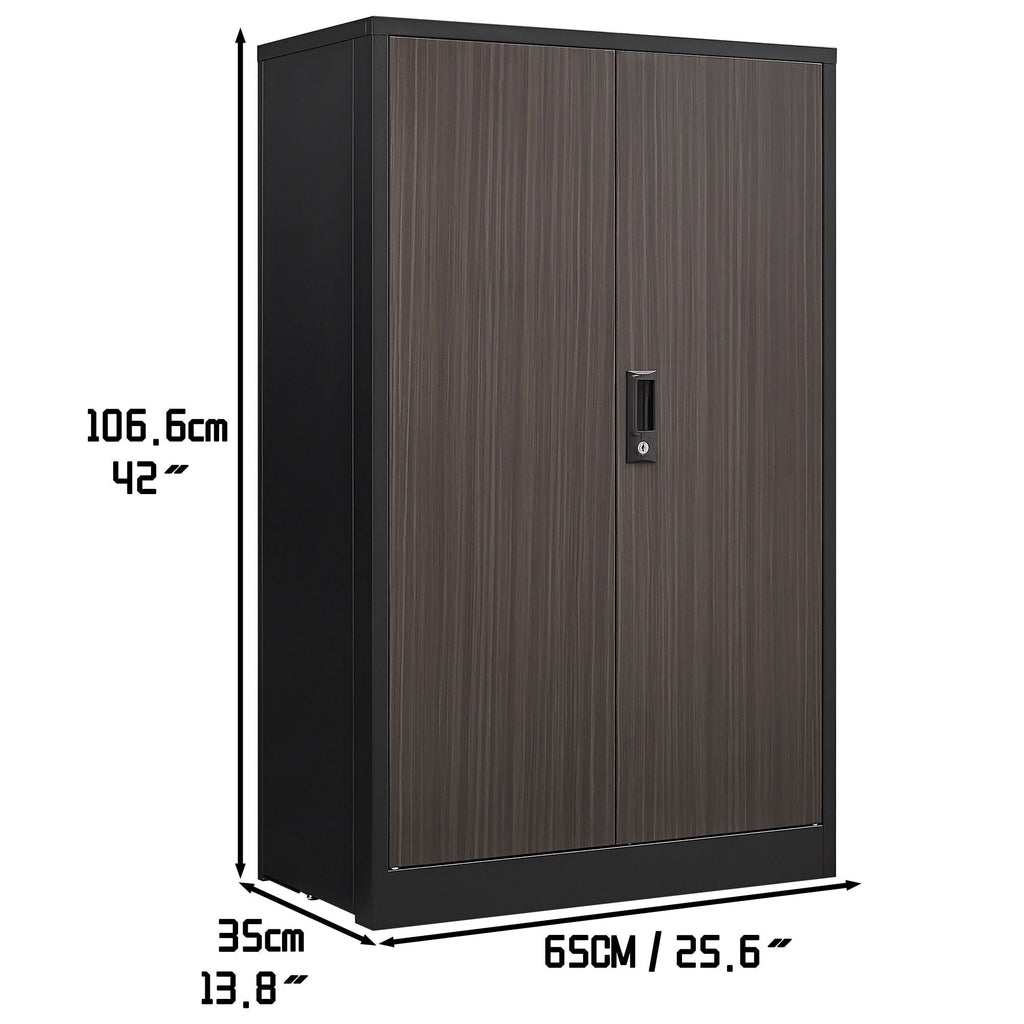 Metal Storage Cabinet With Locking Doors And Adjustable Shelf