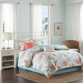 Cotton Sateen Comforter Set with Decorative Pillows - Coral