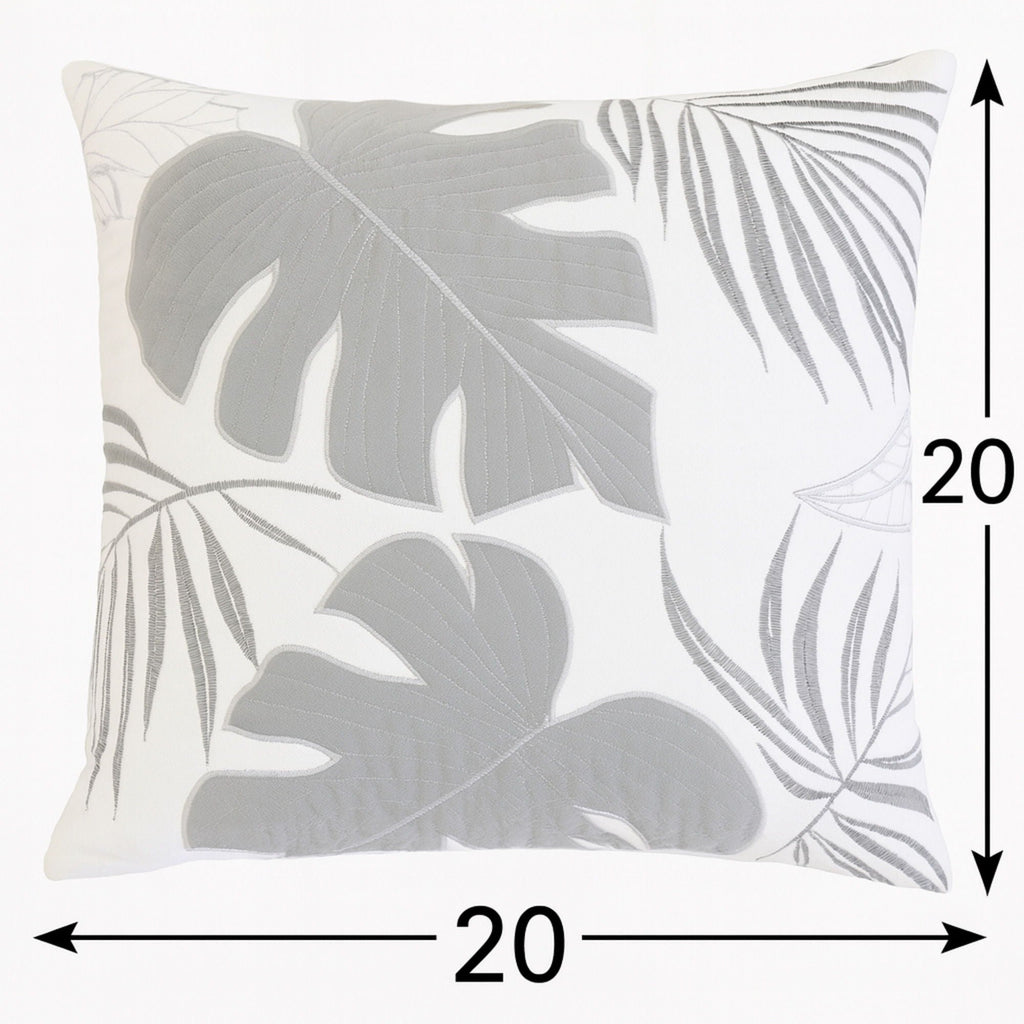 Autumn Vibes Leaf Accent Pillow with Soft Texture - Green, Dark Gray, Light Blue, Yellow, Orange