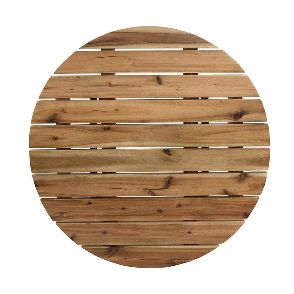 Solid Wood Round Dining Table with Durable Acacia Construction - Natural Wood / Brown