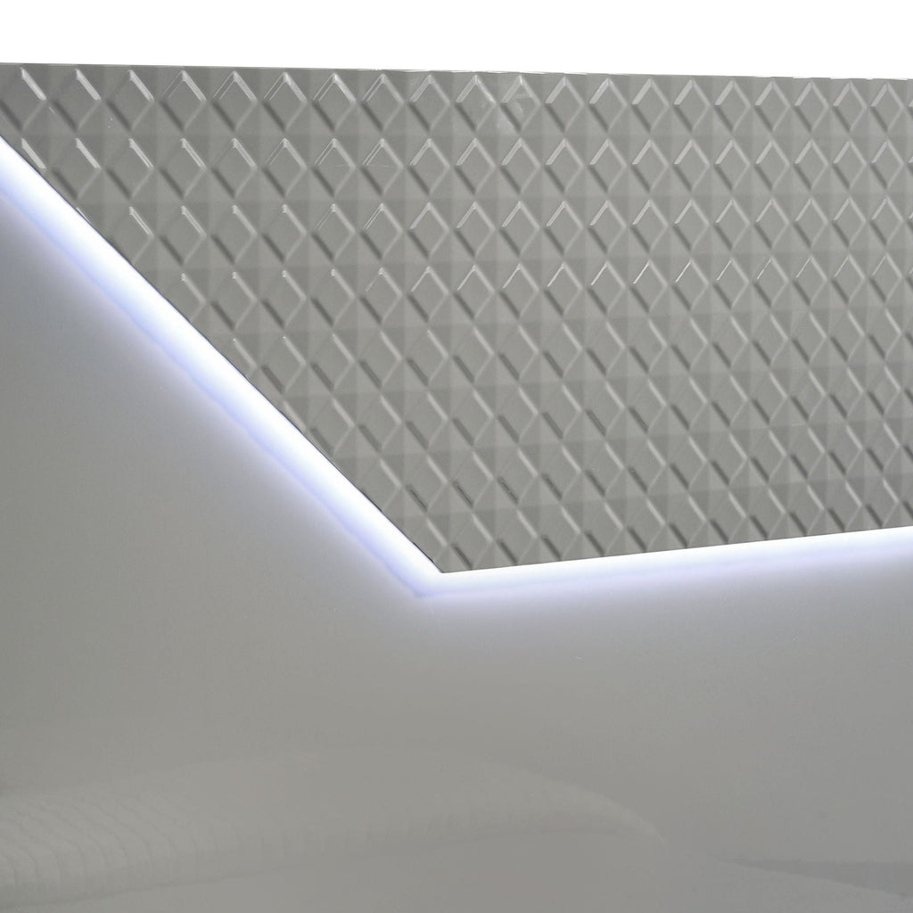 Pierce Panel Bed with LED Headboard - High Gloss Finish - White or Dark Gray