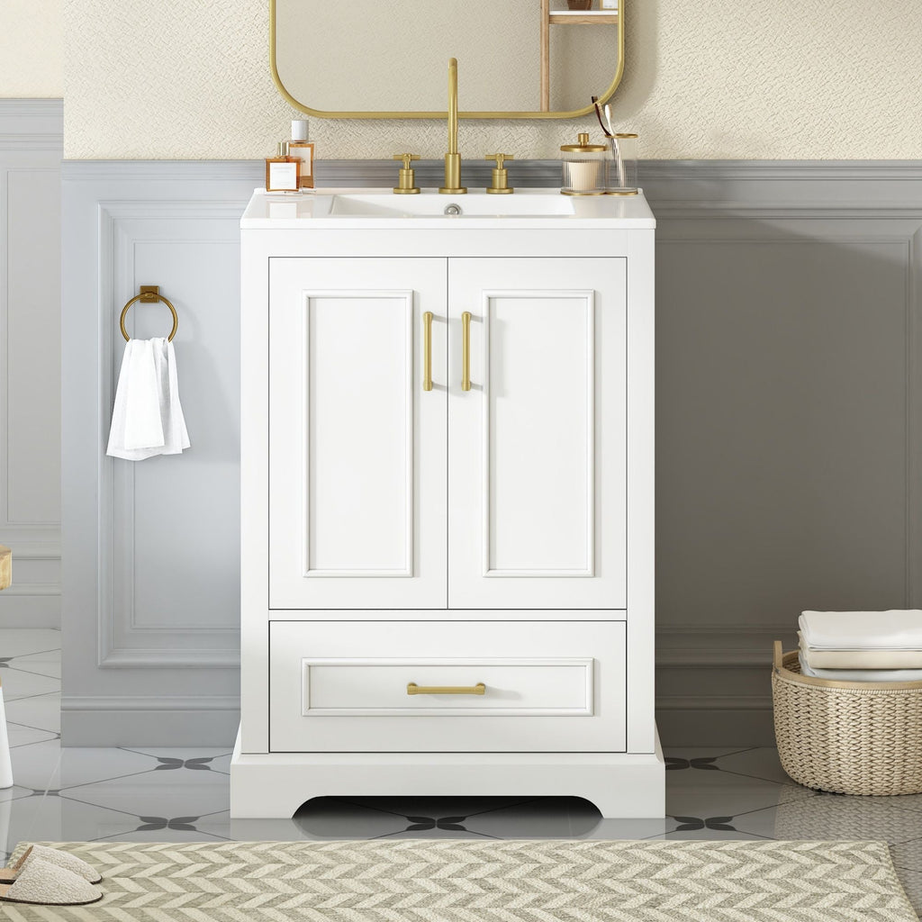 Bathroom Vanity with Sink and Soft Close Doors - White, Black, Green, or Gray