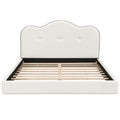 Upholstered Platform Bed with Sturdy Frame and Headboard - White