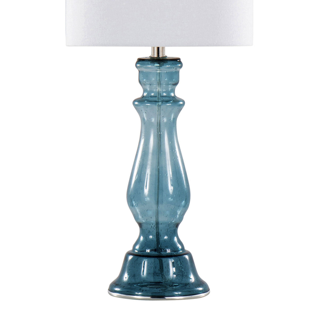Contemporary Angel Table Lamp Set with Seeded Glass - White or Blue