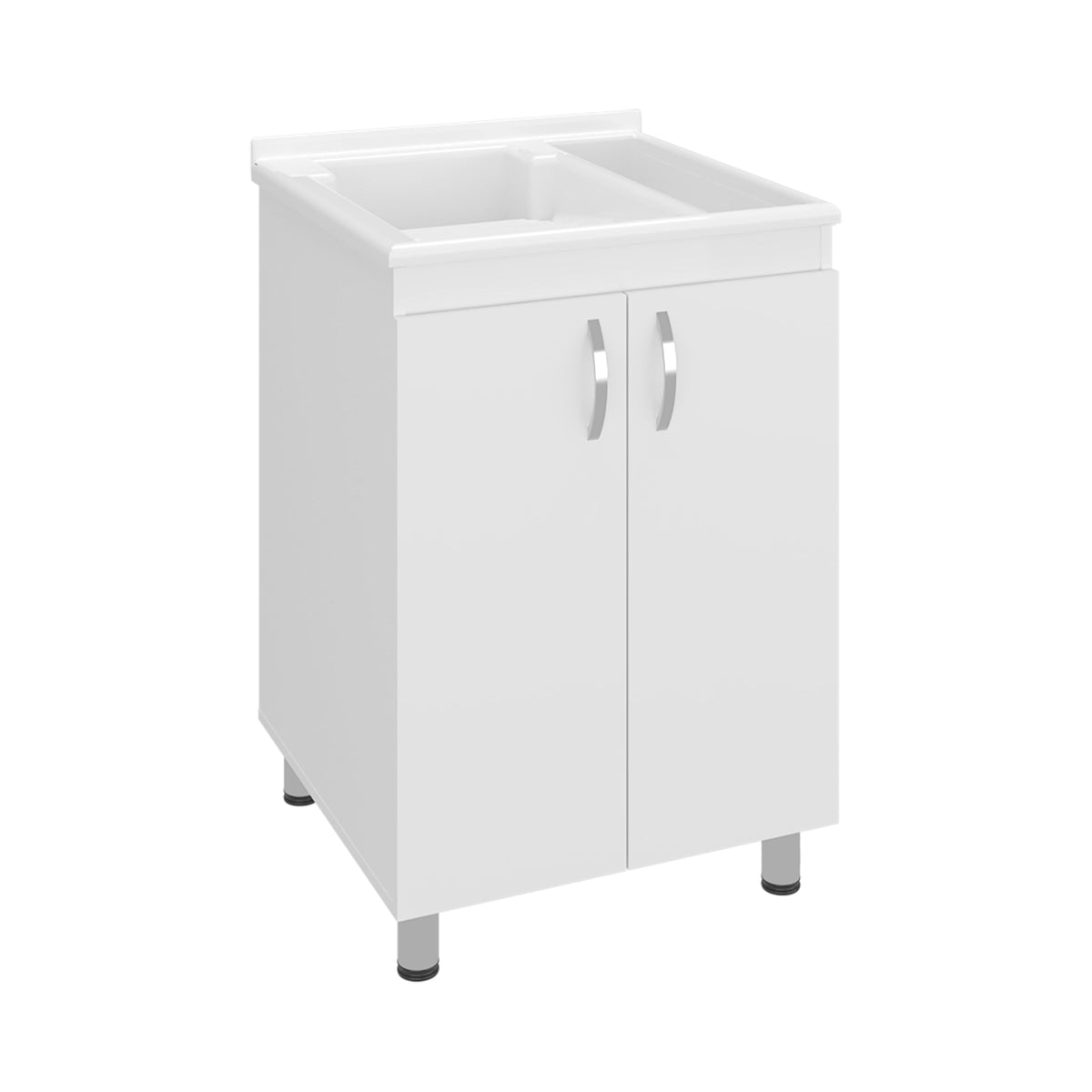 Foster 2 Door Utility Tub and Sink Freestanding Cabinet with Shelves - White