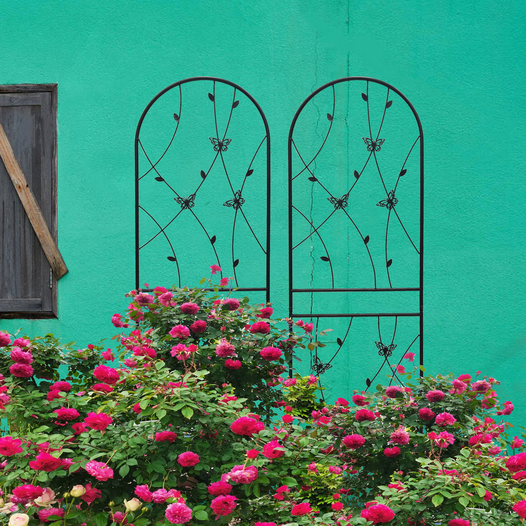 Metal Garden Trellis 4 Pack with Rustproof Finish - Black