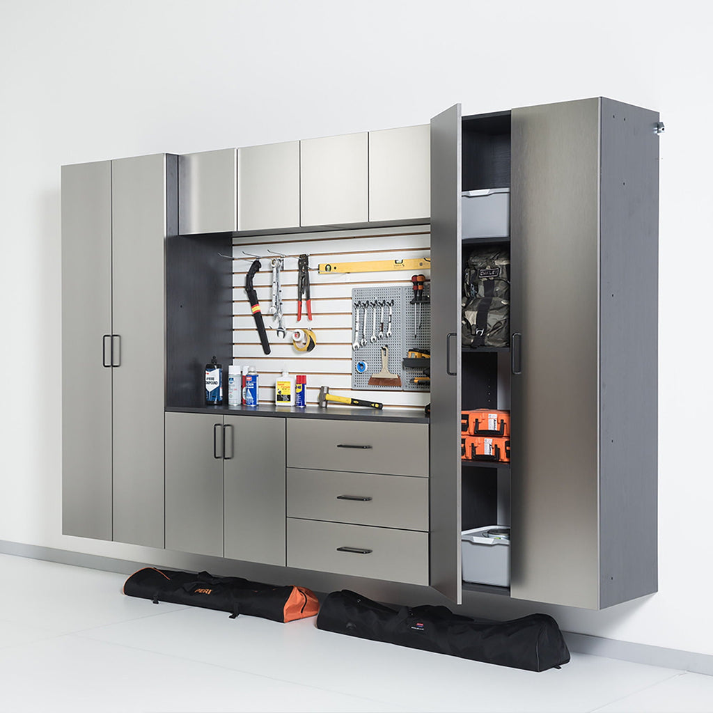 Astro Series Garage Cabinet Set with Soft Closing Drawers - Metallic Gray