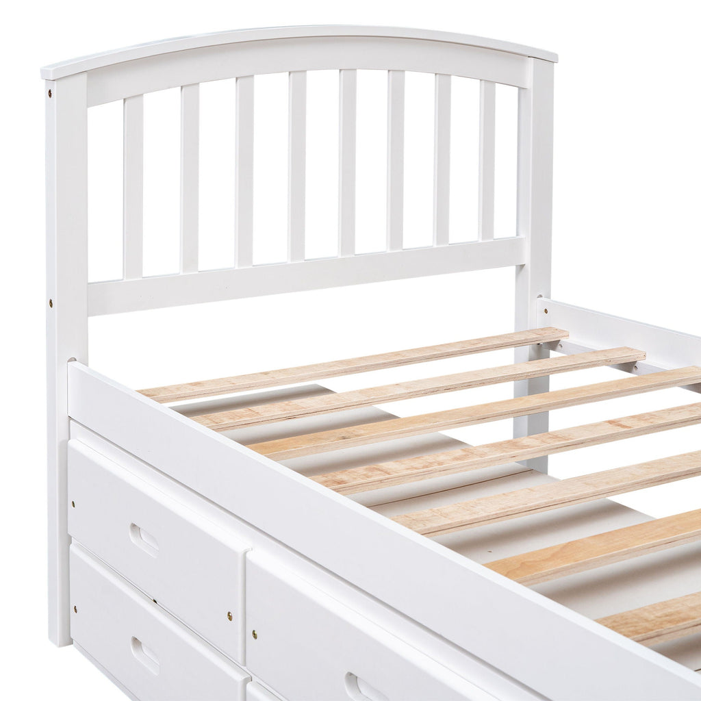 Solid Wood Twin Storage Bed with 6 Drawers - Multiple Colors