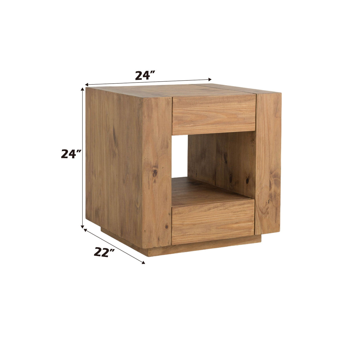 Harlan Oak End Table with Storage and Wheels - Light Brown