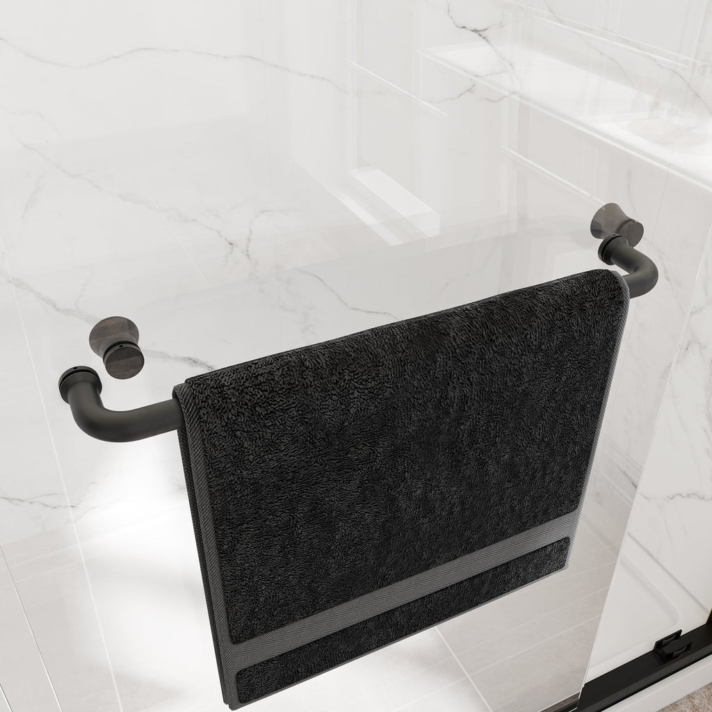 Matte Shower Door with Tempered Glass - Matte Black