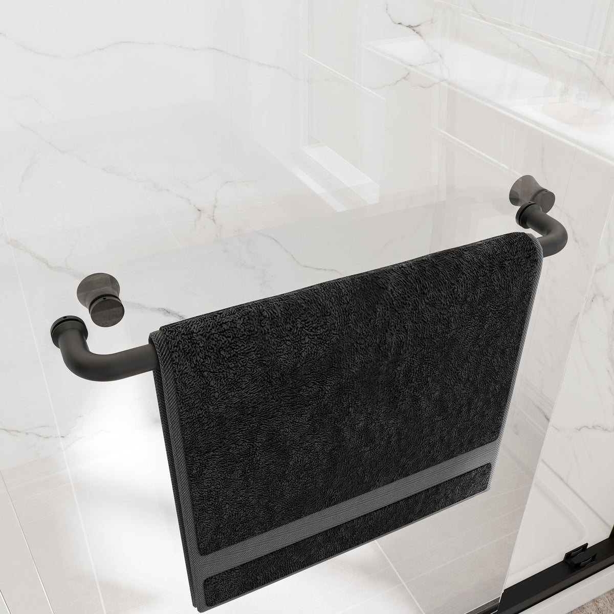 Matte Shower Door with Tempered Glass - Matte Black