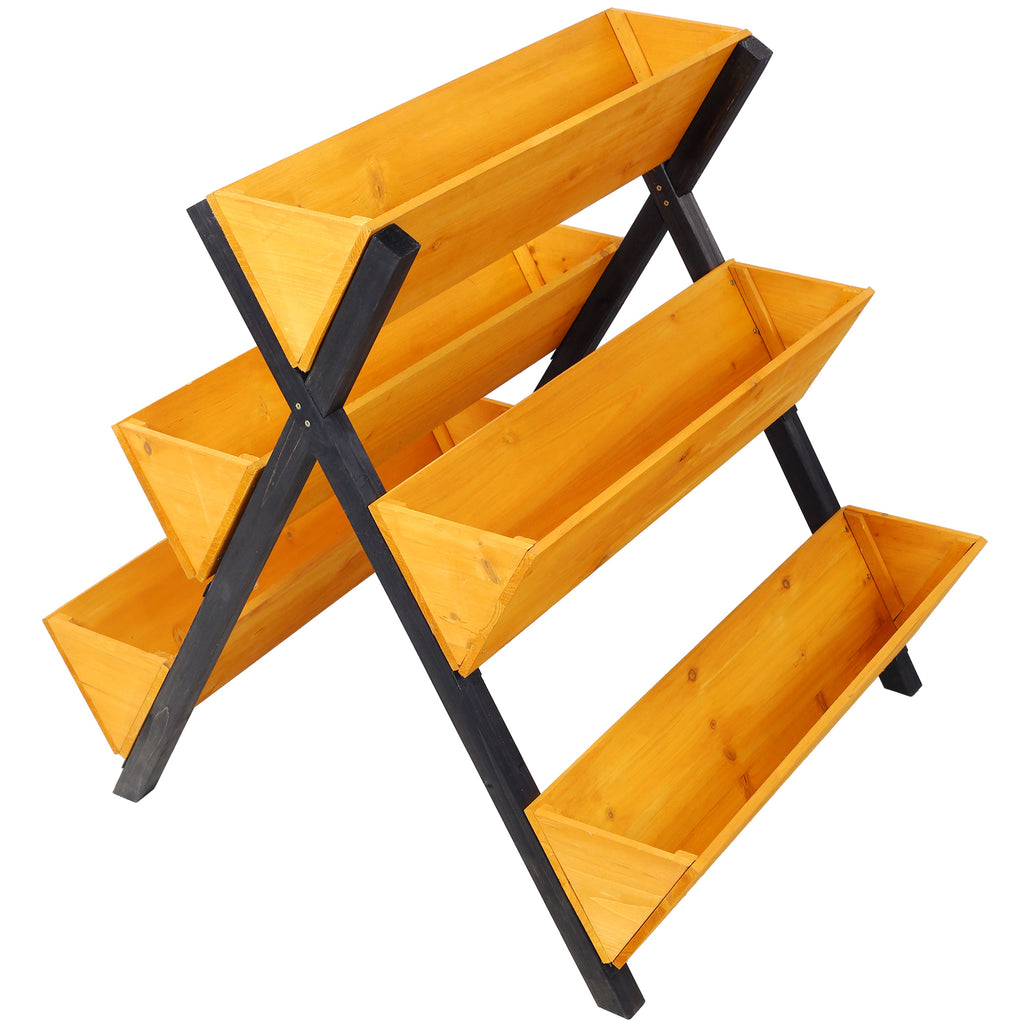 3-Tier Wooden Vertical Raised Garden Bed with Legs - Natural Fir