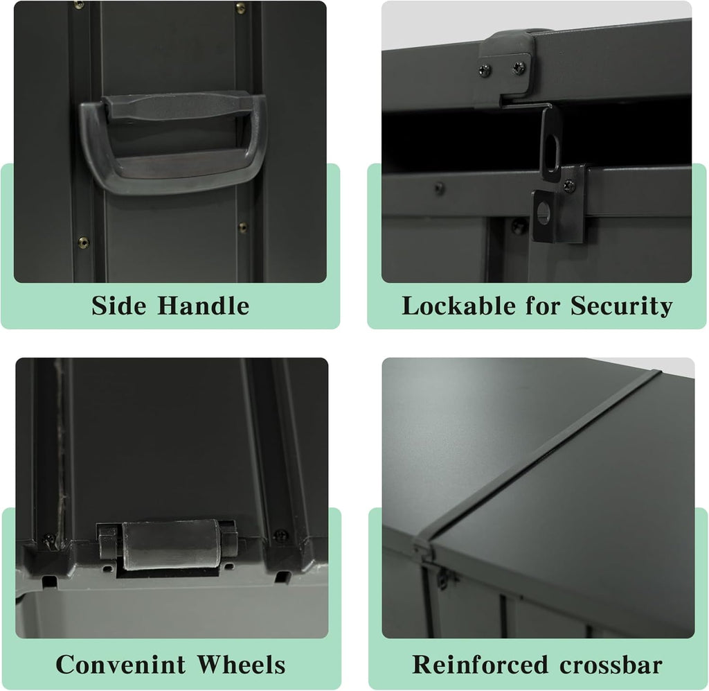 200 Gallon Metal Deck Box with Lockable Lid - Dark Gray or Brown