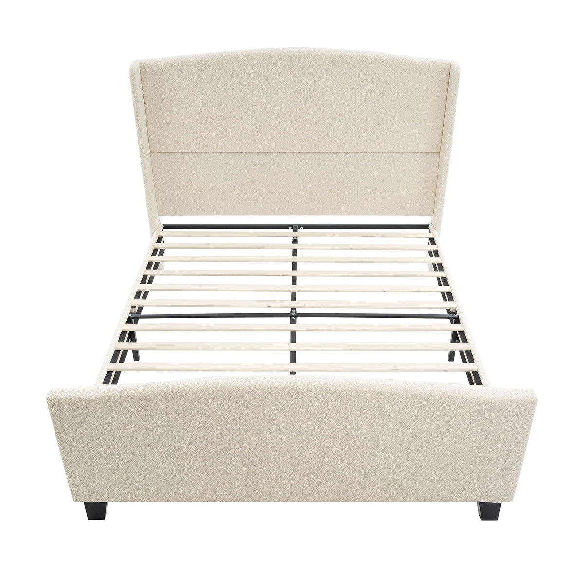 Platform Bed Frame with Tall Headboard and High Footboard - White or Gray
