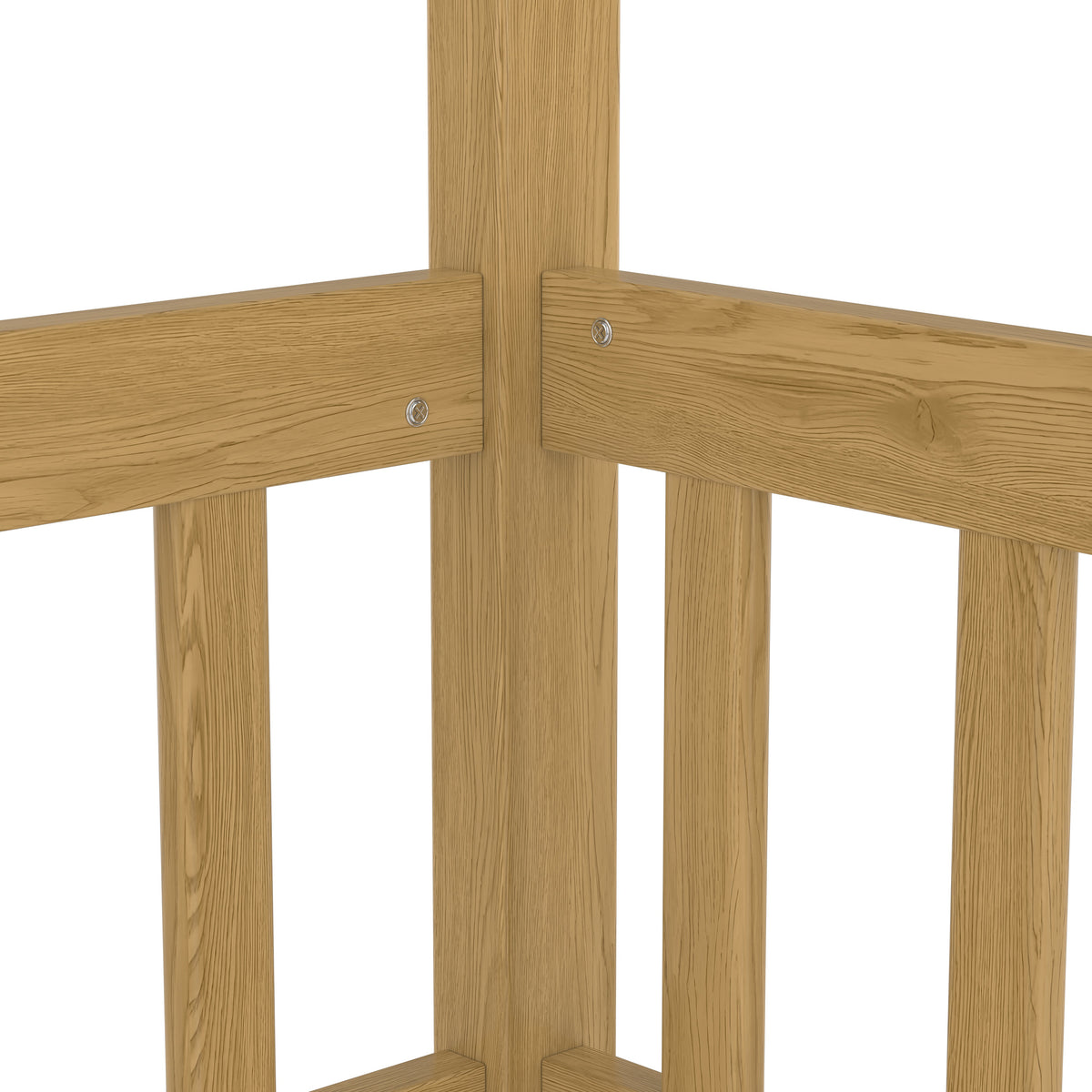 Twin Size Canopy Bed Frame with Guardrails - Natural Wood