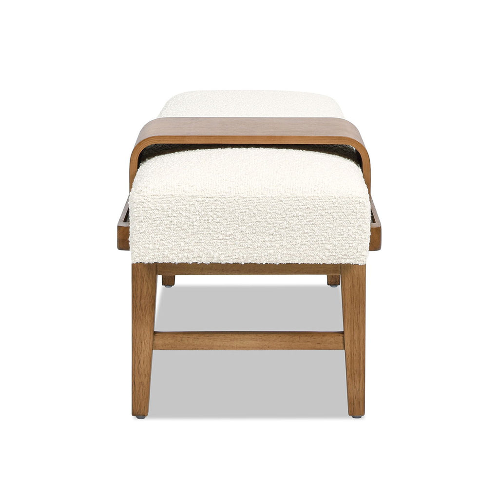 Modern Telephone Bench with Sliding Shelf – Ivory White