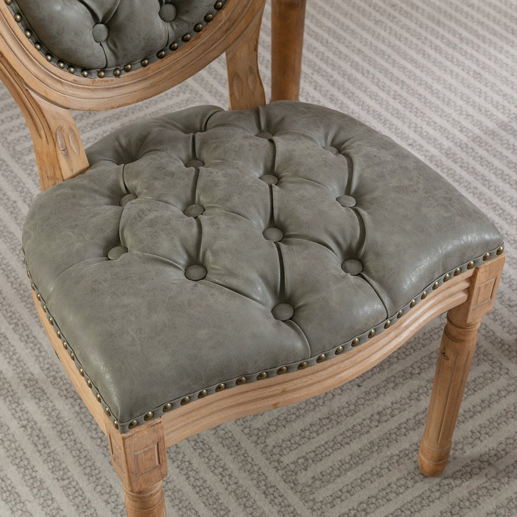 French Style Solid Wood Dining Chair with Nailhead Trim - Multiple Colors