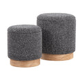 Contemporary Nesting Ottoman Set with Cushioned Top - Beige or Black