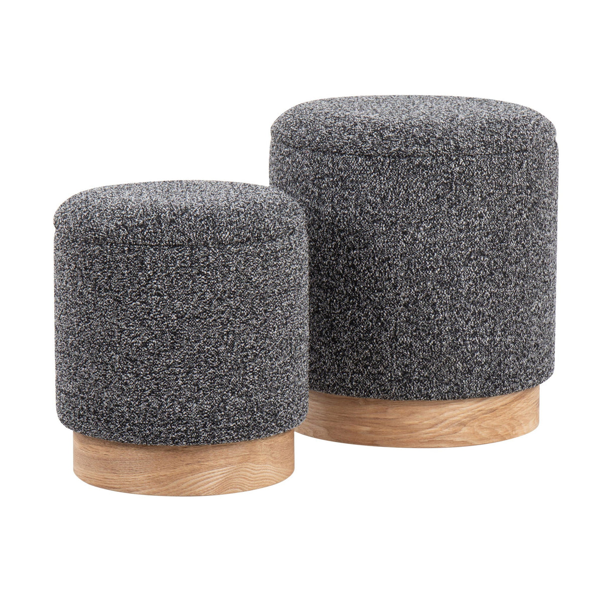 Contemporary Nesting Ottoman Set with Cushioned Top - Beige or Black