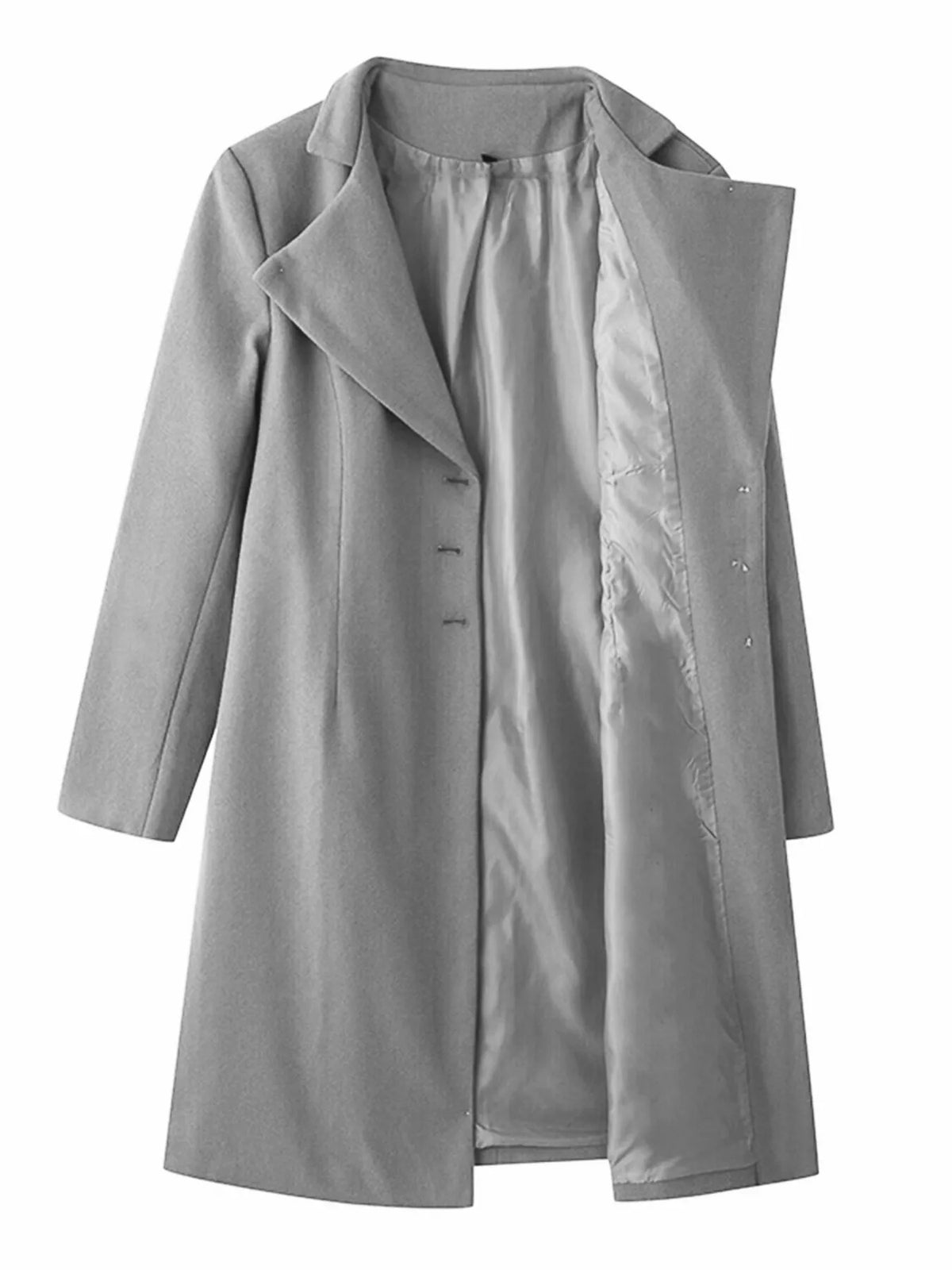 Full Size Single-Breasted Long Sleeve Overcoat Plus Size