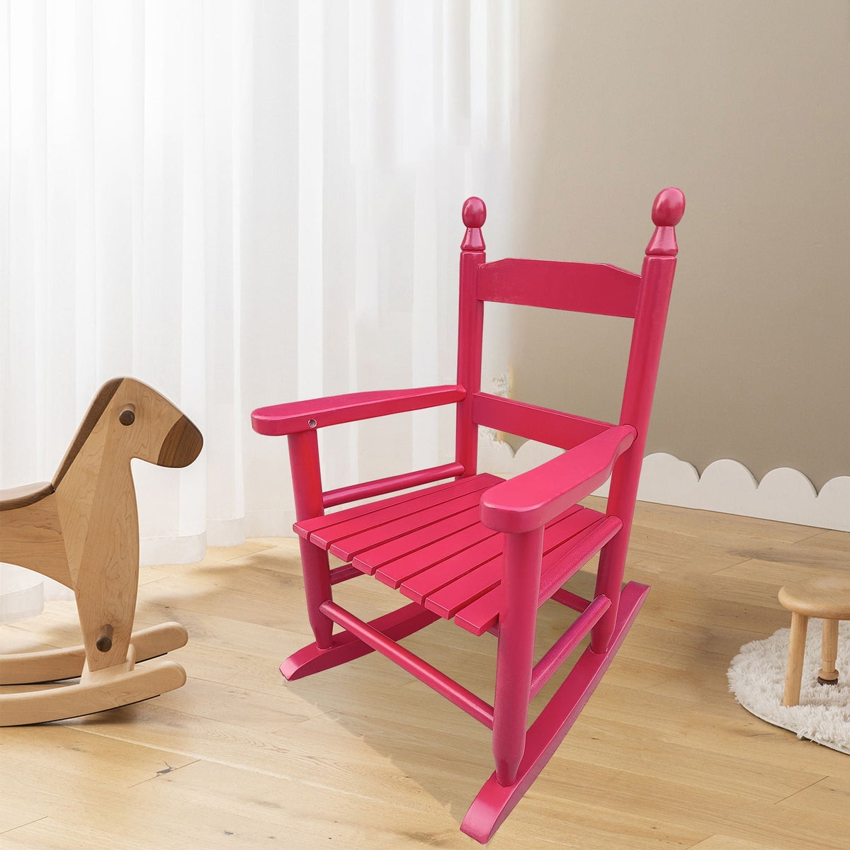 Children's Rocking Chair with Sturdy Populus Wood Frame - Multiple Colors