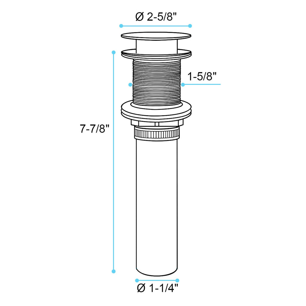 Stainless Steel Bathroom Sink Drain Without Overflow with Pop-Up Stopper