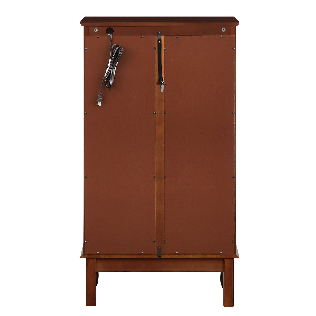 Lighted Curio Display Cabinet with Adjustable Shelves - Light Brown, Dark Brown, Dark Red