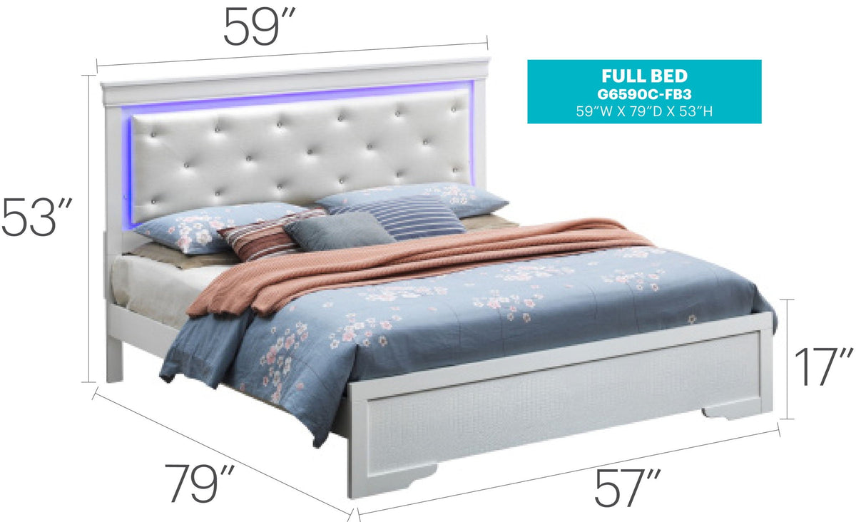 LED Upholstered Bed with Jewel Tufted Headboard - Multiple Colors