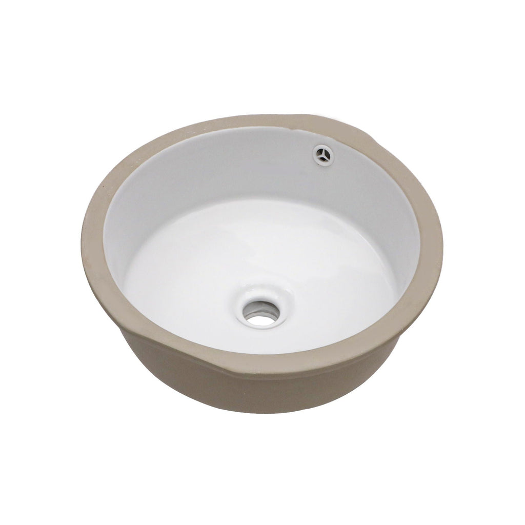 Ceramic Round Undermount Bathroom Sink with Overflow - White