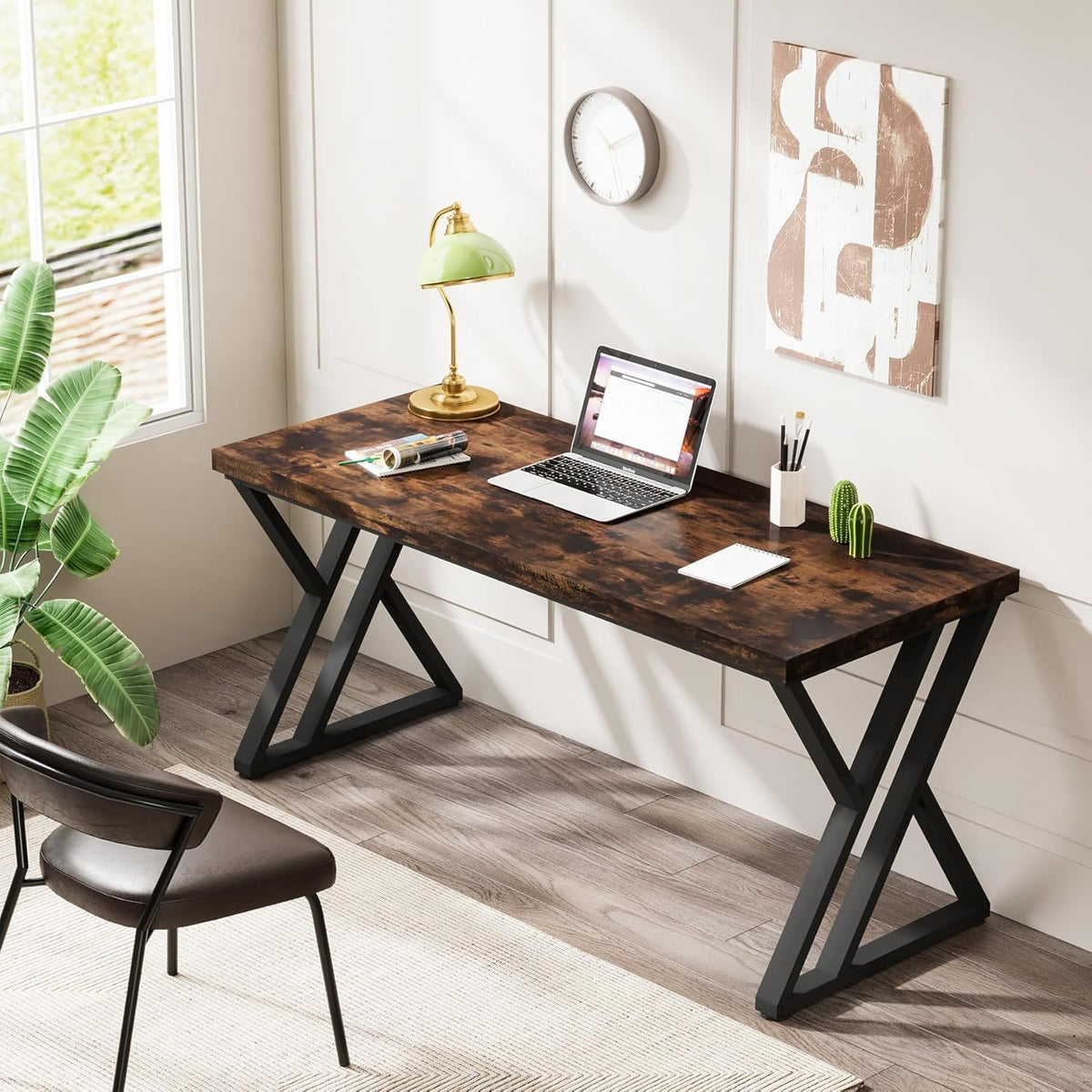 Writing Desk With Z-Shaped Legs - 55" Desktop, Steel Frame