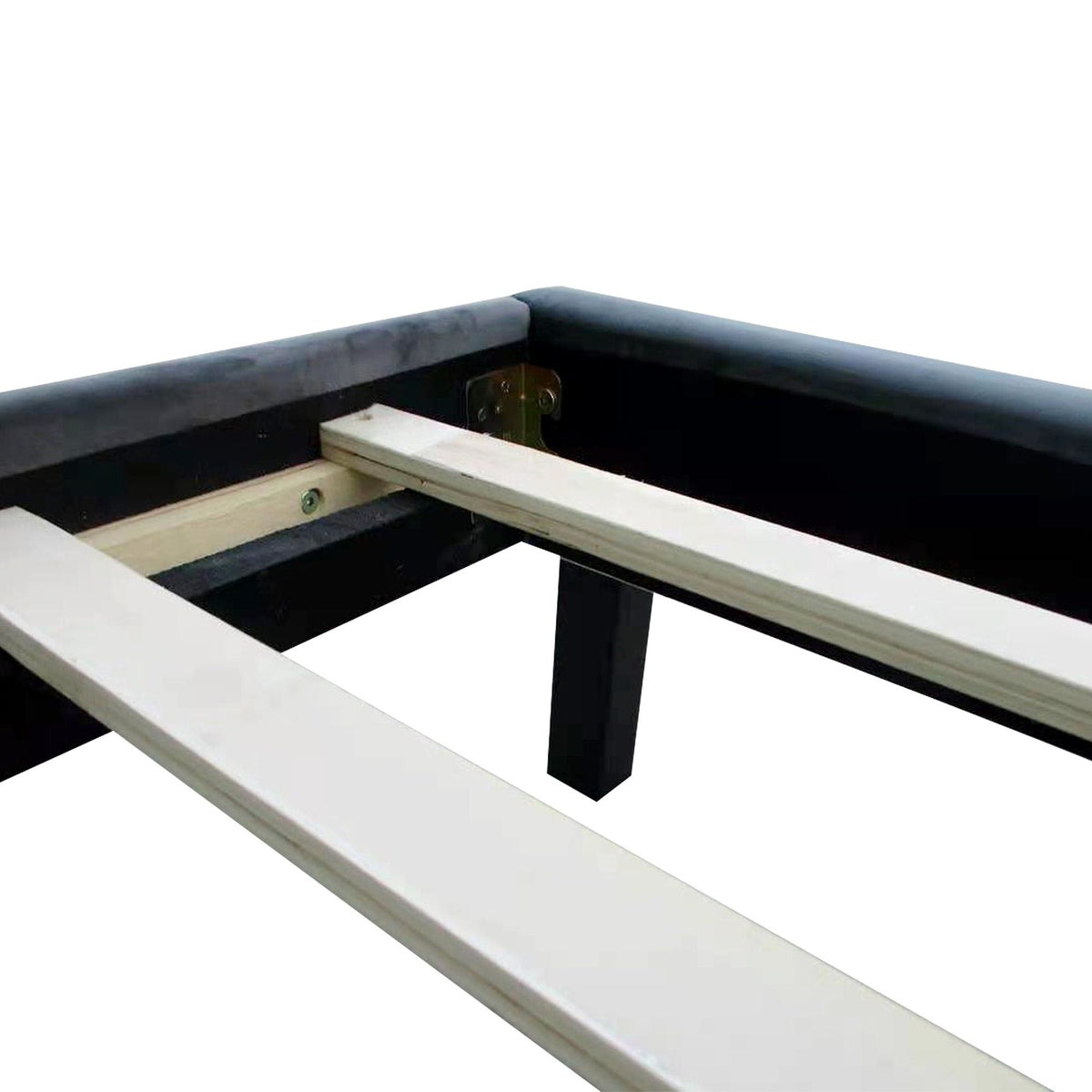 Gray Velvet Upholstered Queen Platform Bed with Wingback and Wood Slat Support